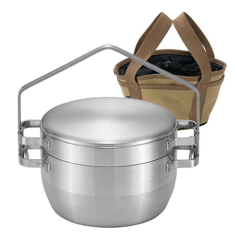 Camping Hanging Cooking Pot - 두꺼운 스테인리스 스틸 야외용 걸이형 냄비