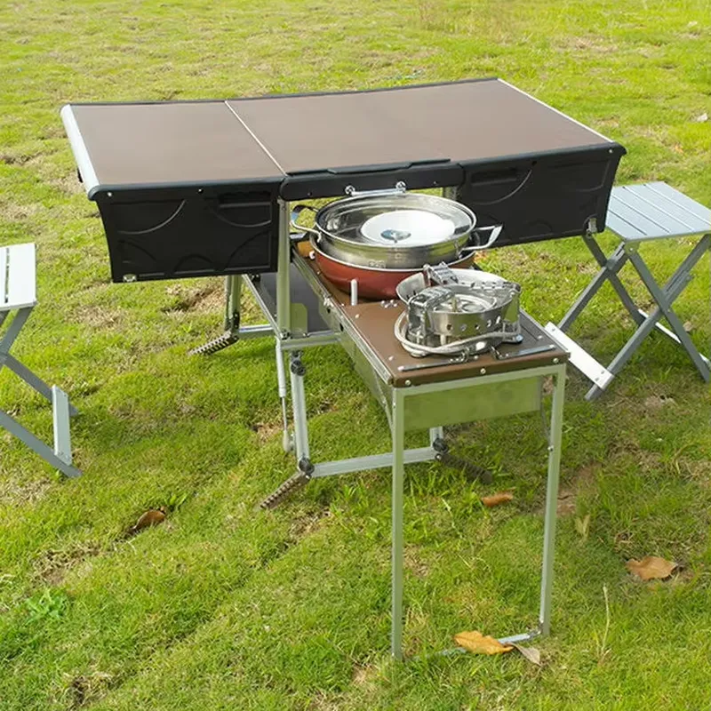 Camping Cooking Dining Set - 휴대용 야외 접이식 푸드 트레일러 이동식