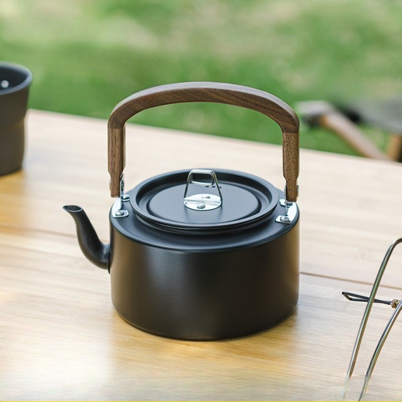 Camping Lightweight Cooking Pot - 1.2L 경량 알루미늄 합금 캠핑 주전자(나무