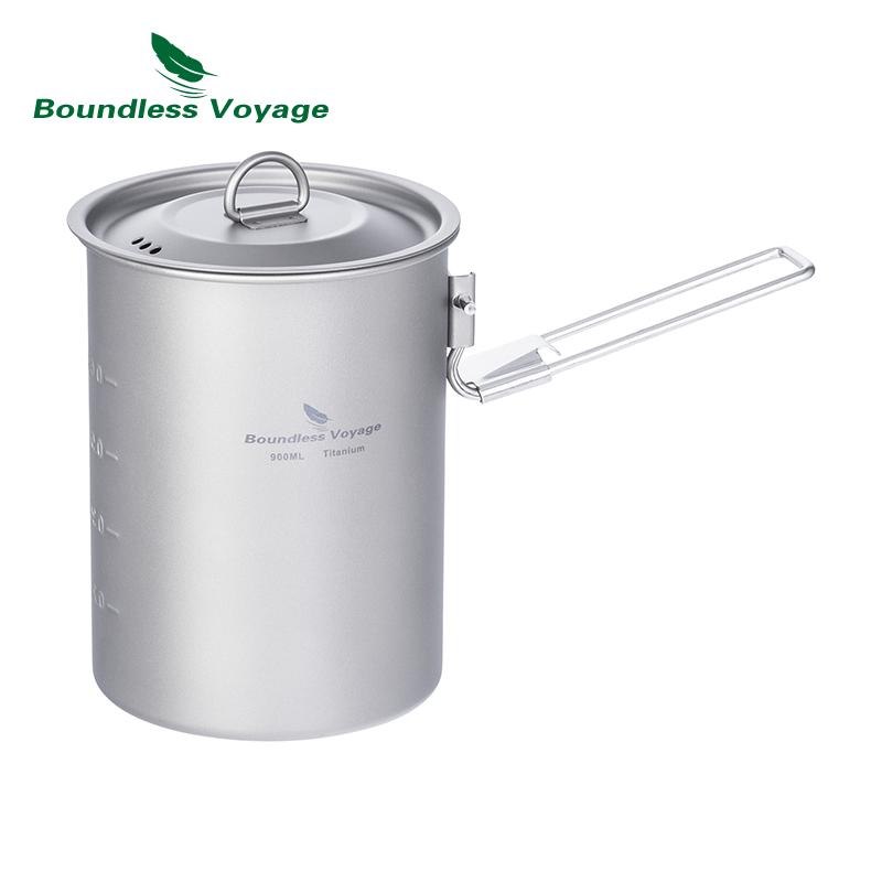 Camping Lightweight Cooking Pot - 무한 항해 900ml 티타늄 냄비 컵