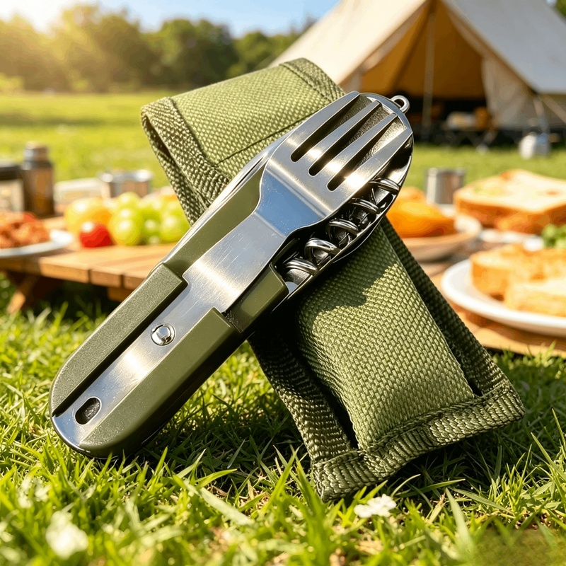 스테인리스 스틸 7 in 1 캠핑 식기 세트 접이식 다 - Camping Cooking Cutlery Set 리뷰 및 가격