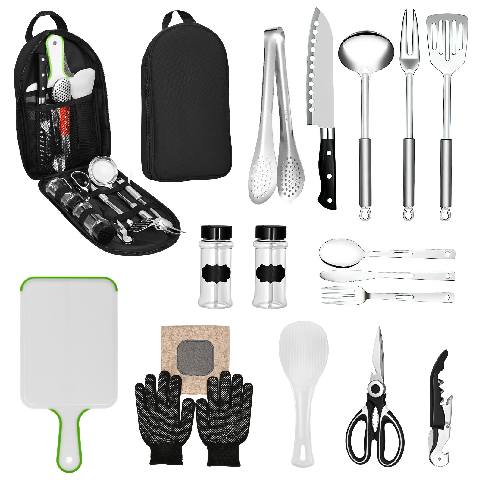 16 조각 캠핑 조리기구 세트 바베큐 캠핑 필수품 캠핑 - Camping Cooking Must Haves 리뷰 및 가격