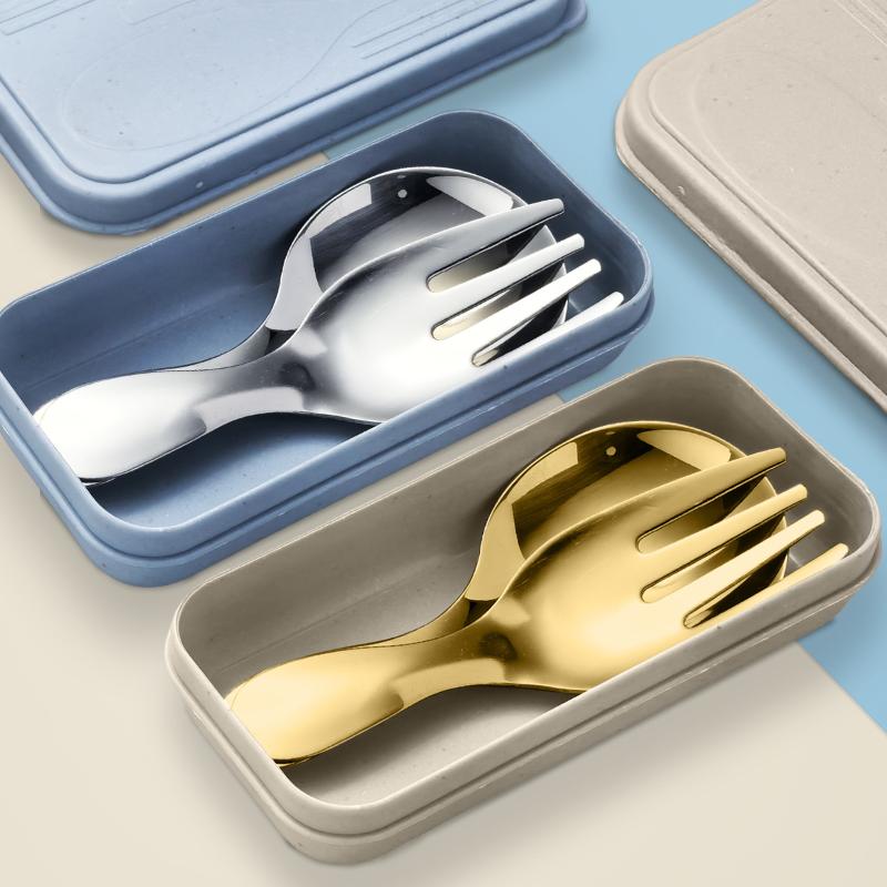 스테인리스 스틸 식기 세트 숟가락 포크 2개 휴대용 박 - Camping Cooking Cutlery Set 리뷰 및 가격
