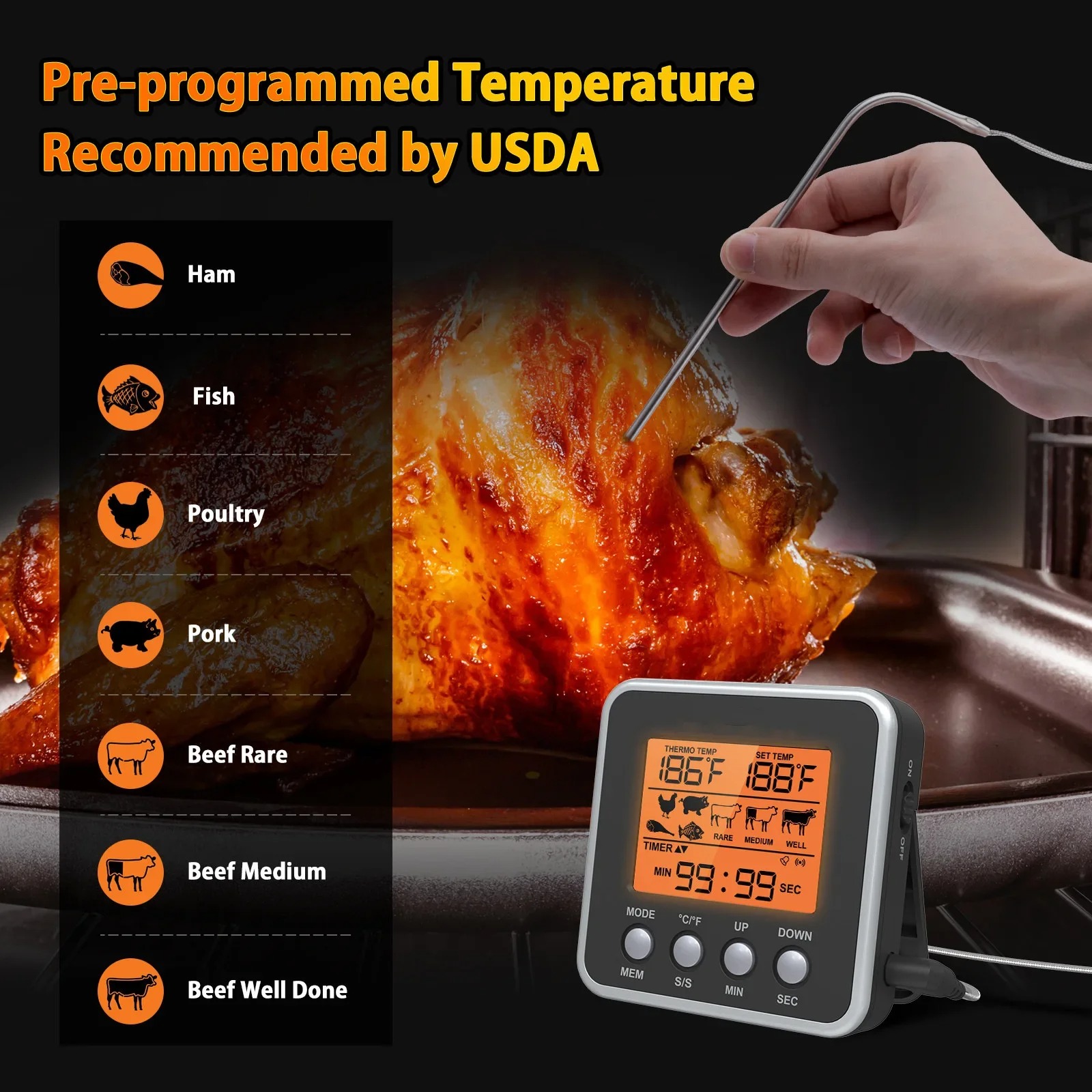 LCD 디지털 고기 온도계 금속 BBQ 온도계 오븐용  - Meat Thermometer Camp 리뷰 및 가격