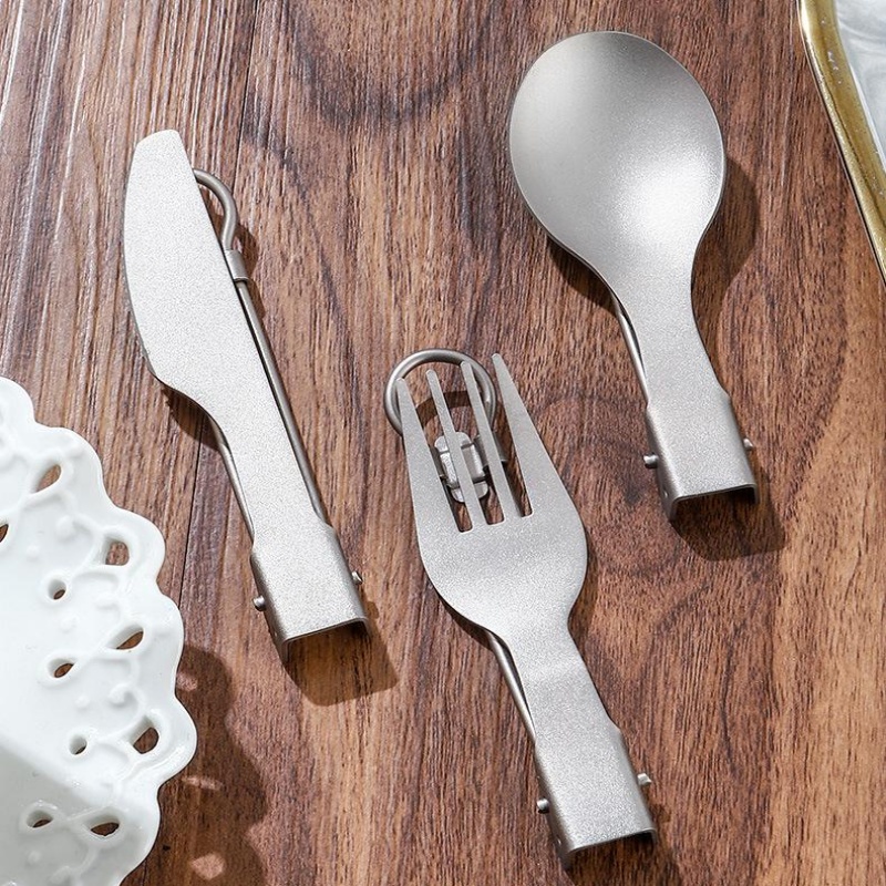 티타늄 접이식 식기 세트 (포크, 스푼, 나이프, 젓가 - Camping Cooking Cutlery Set 리뷰 및 가격