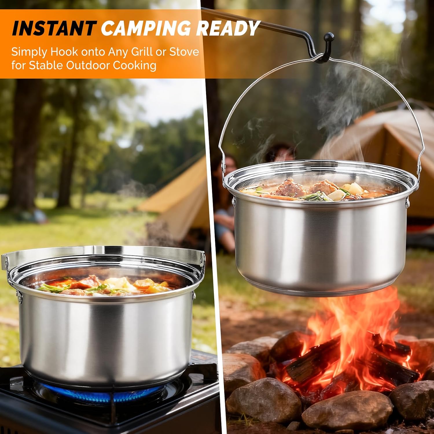 6피스 조리기구 세트, 304 스테인리스 스틸 경량 논 - Camping Lightweight Cooking Pot 리뷰 및 가격