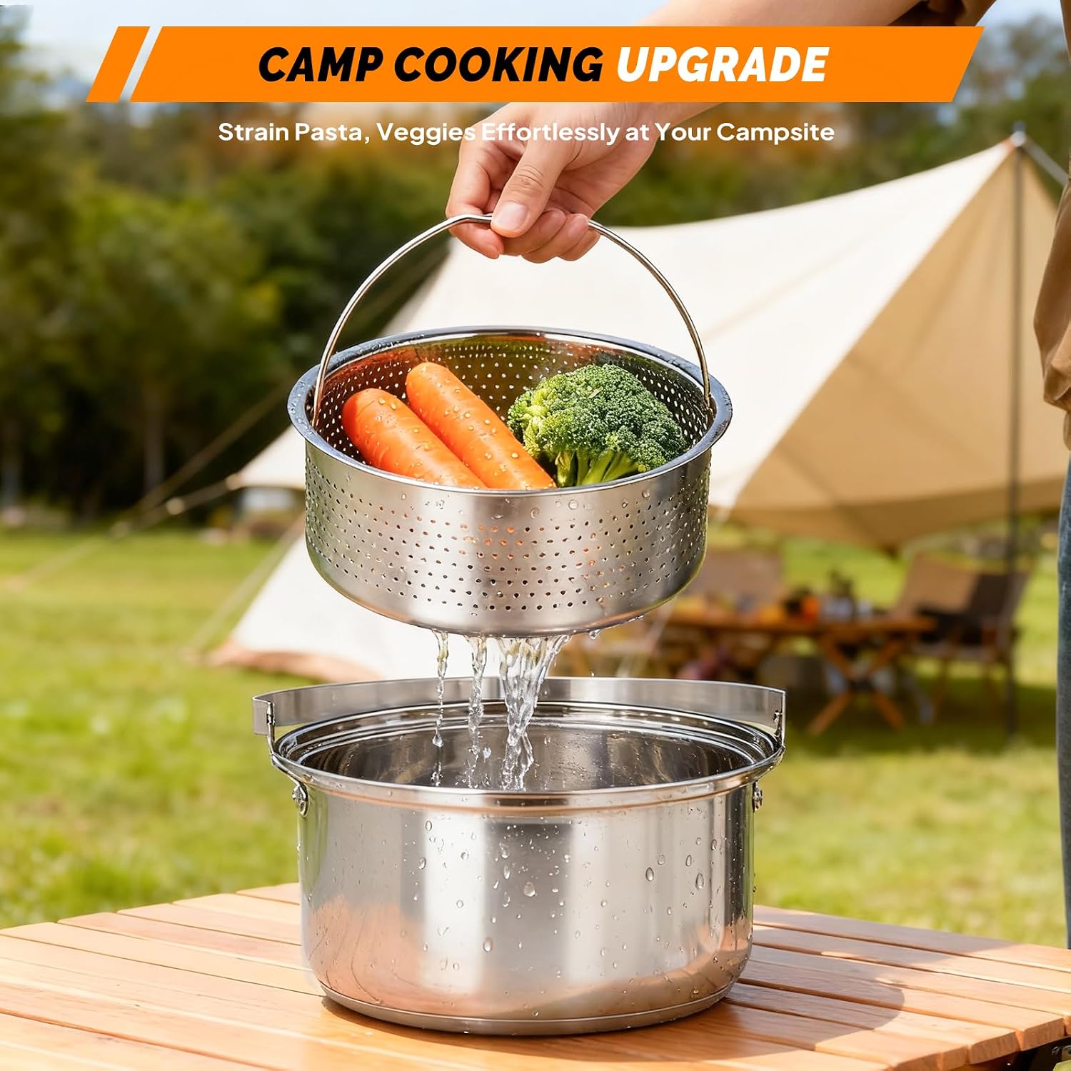 6피스 조리기구 세트, 304 스테인리스 스틸 경량 논 - Camping Lightweight Cooking Pot 리뷰 및 가격