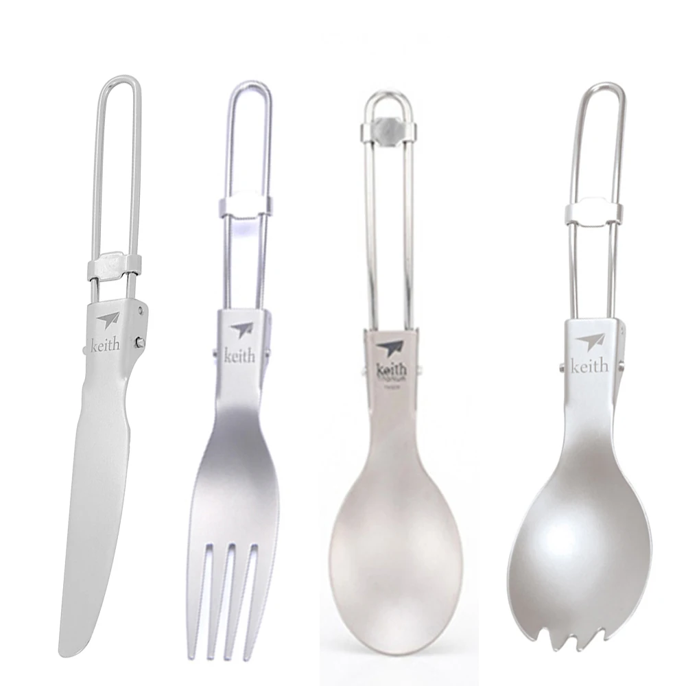 키이스 야외 티타늄 접이식 숟가락 스포크 나이프 포크  - Camping Cooking Cutlery Set 리뷰 및 가격