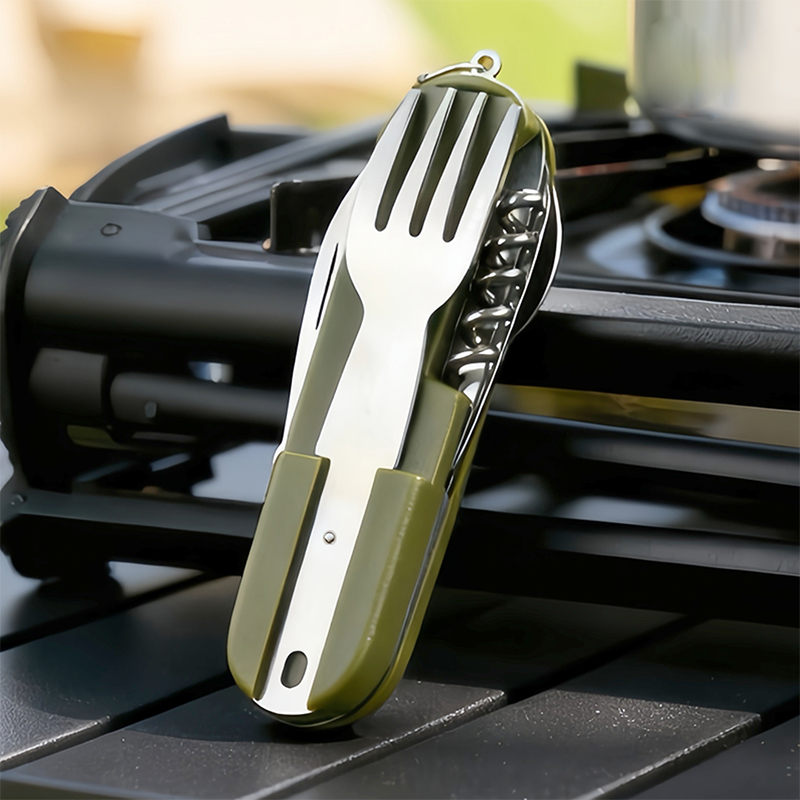 새로운 스테인레스 스틸 7in1 캠핑 식기 세트 - 피 - Camping Cooking Cutlery Set 리뷰 및 가격