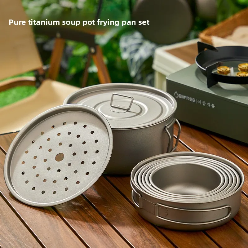 티타늄 야외 냄비 세트 피크닉 캠핑 세트 식기 접이식  - Camping Lightweight Cooking Pot 리뷰 및 가격